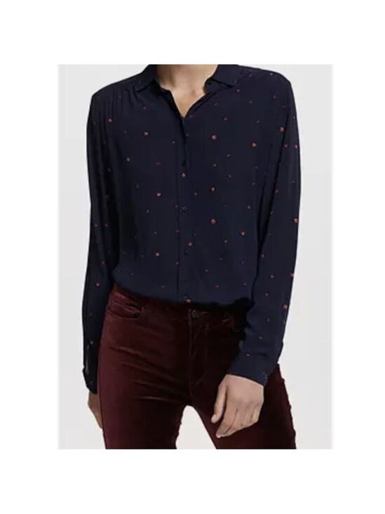 Joie Tops - Joie Brenta navy blue lady bugs viscose button down shirt XS